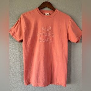 Comfort Colors Coral Pink read banned books tee